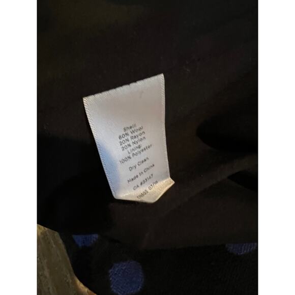 Talbots wool pencil skirt black & blue polka dot 12 - Picture 5 of 5